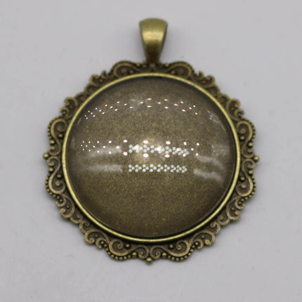 Pendant Big BEZELS Link w/GLASS Magnifying Domes Cabochon - 5 sets 10 pcs  - 35mm app. 1-3/8inch Antique Brass Bezel and Glass Cabochon