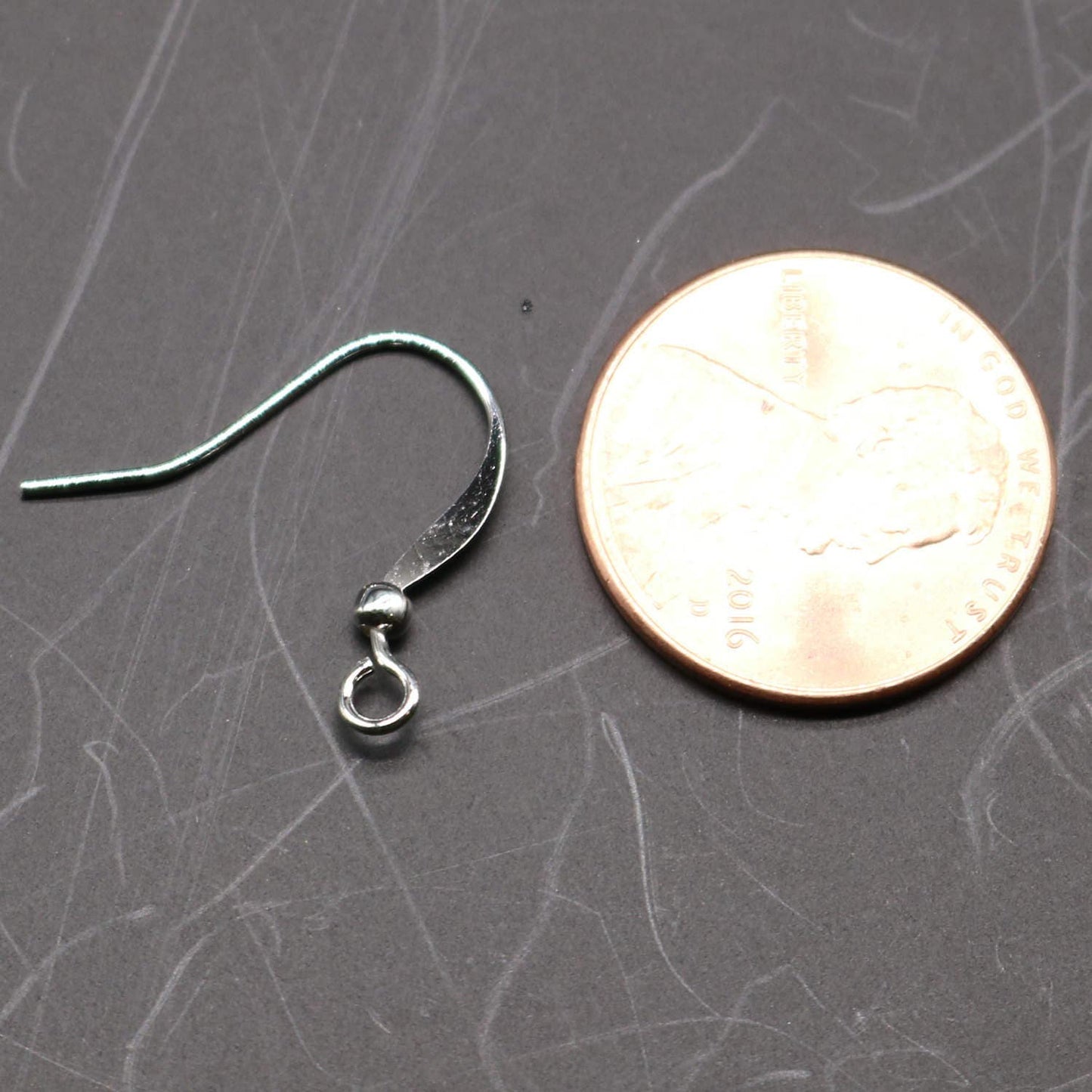 NEWnew 100 pcs of Sterling Silver plated Flat Fish Hook with ball Brass Earwire 22Gauge - 0.65mm wire - Ship from California USA