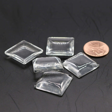 SQUARE Bezel with 20mmX20mm GLASS Magnifying Domes Cabochon - 5 sets 10 pcs  - 42mmx33mm Antique Silver - KB08