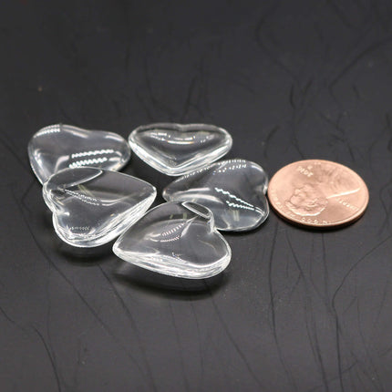 HEART Bezel with 20mm HEART GLASs Magnifying Domes Cabochon - 5 sets 10 pcs  - 33mmx24mm Antique Brass - KB12