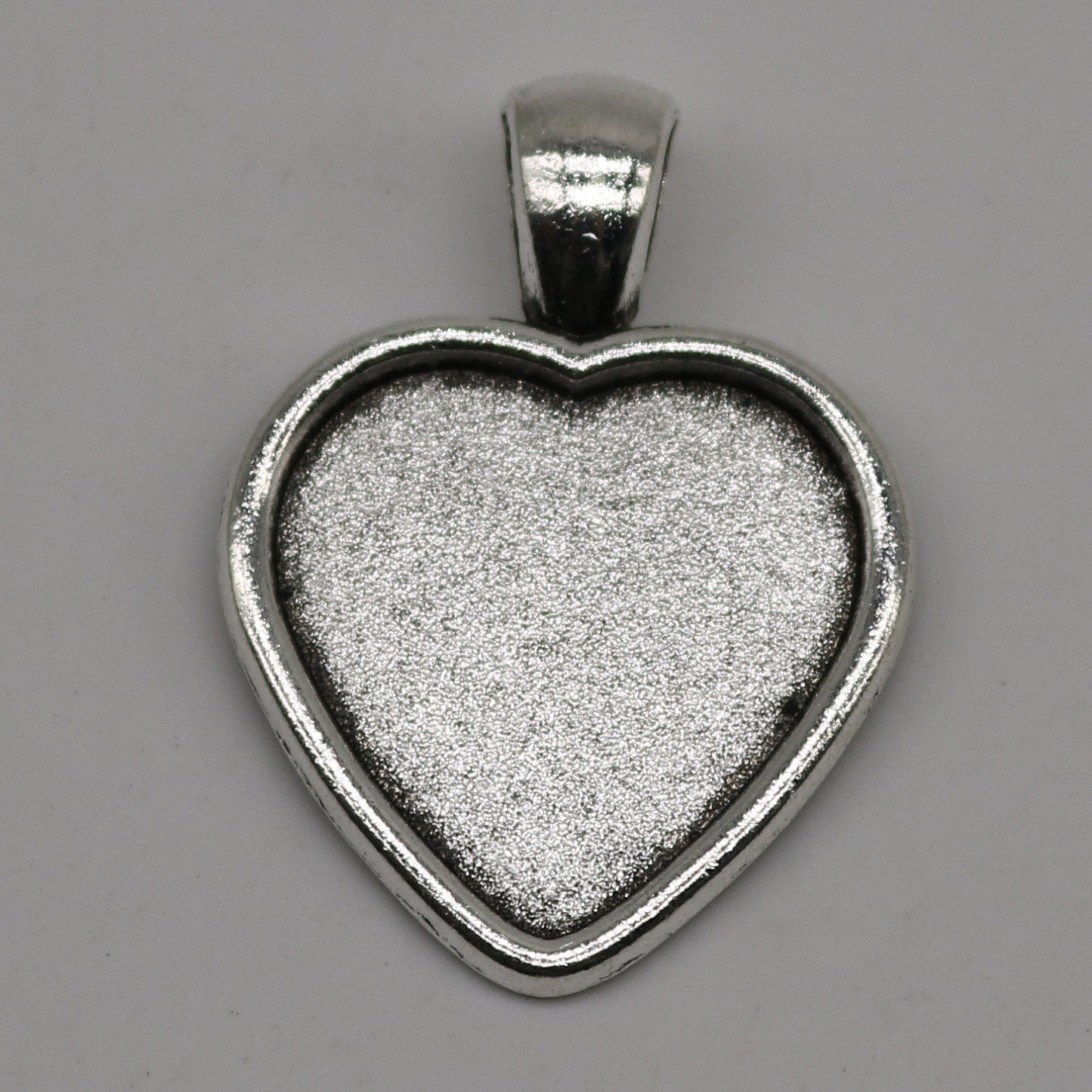 HEART Bezel with 20mm HEART GLASs Magnifying Domes Cabochon - 5 sets 10 pcs  - 33mmx24mm Antique Silver - KB12 We are USA Seller