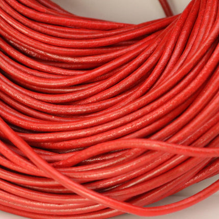 5 feet Red Leather Cord - 3mm Genuine Leather Round Cord