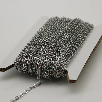 NEW 10 ft of Surgical Stainless Steel Small Soldered Sturdy Big FLAT cable chain - 3.5x2.6mm SOLDERED Link