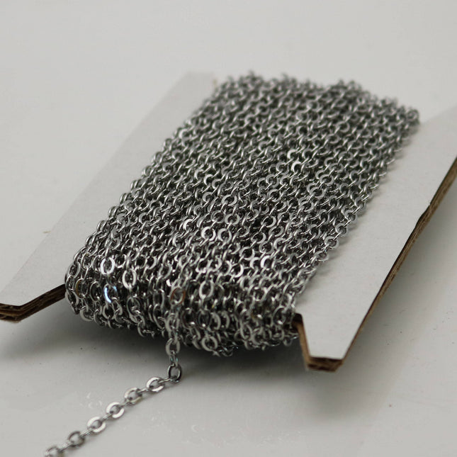 NEW 10 ft of Surgical Stainless Steel Small Soldered Sturdy Big FLAT cable chain - 3.5x2.6mm SOLDERED Link