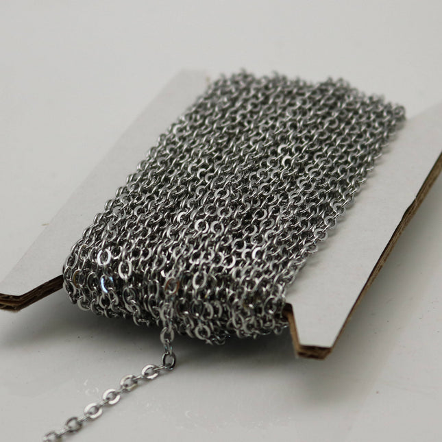 NEW 300 ft of Surgical Stainless Steel Small Soldered Sturdy Big FLAT cable chain - 3.5x2.6mm SOLDERED Link