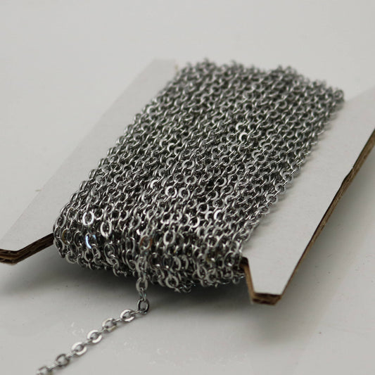 NEW 100 ft of Surgical Stainless Steel Small Soldered Sturdy Big FLAT cable chain - 3.5x2.6mm SOLDERED Link