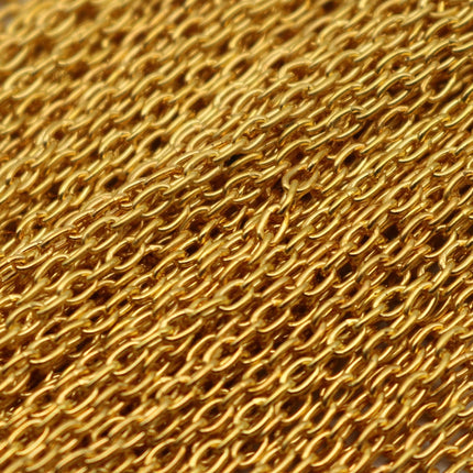 SALEsale 24K Gold Tone Plated Cable Chain Bulk, 50 ft of Round Cable Chain 3x2.2mm 0.6mm wire - Unsoldered - 322CA