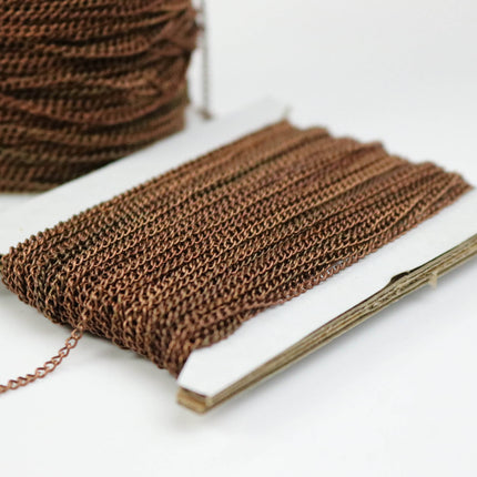 NEWnew 32 ft Antique Copper Solder LARGE Link Curb Chain VINTAGE Style  - 1.6mmx2.0mm SOLDERED Link - 1.6L