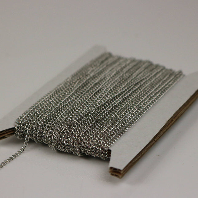 NEWnew 10 ft Rhodium Plated Solder LARGE Link Curb Chain  - 1.6mmx2.0mm SOLDERED Link - 1.6L