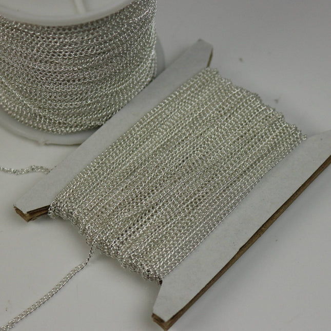 NEWnew 10 ft Sterling Silver Plated Solder LARGE Link Curb Chain  - 1.6mmx2.0mm SOLDERED Link - 1.6L