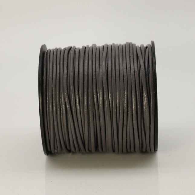 5 feet Dark Gray Leather Cord - 2mm Genuine Leather Round Cord (11) - USA Seller