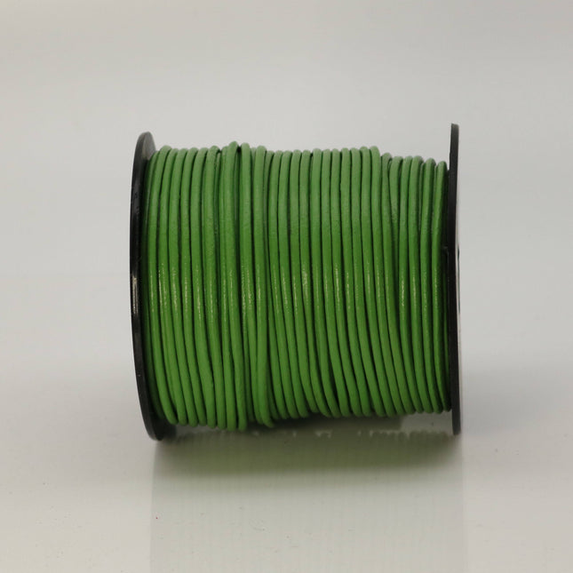 5 feet Light Green Leather Cord - 2mm Genuine Leather Round Cord (12) - USA Seller