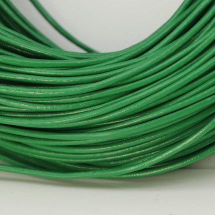 5 feet Green Leather Cord - 2mm Genuine Leather Round Cord (00)