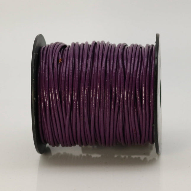 5 feet Purple Leather Cord - 2mm Genuine Leather Round Cord (22)