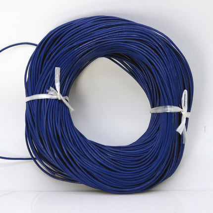 5 feet Blue Leather Cord - 2mm Genuine Leather Round Cord (00)