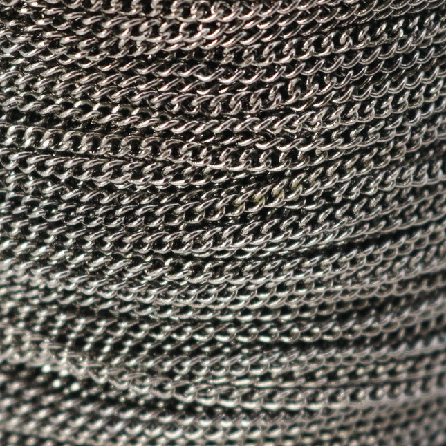 100 feet spool of Gunmetal Plated SOLDERED FACET Curb Chain - 2.3mm Solder link - with Free Matching Jumpring (100pcs) - 2.3F