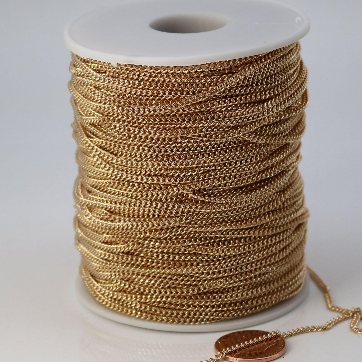 32 ft spool of Champagne Gold (Pinky Gold) Plated SOLDERED FACET Curb Chain - 2.3mm Solder link - with Free Jumpring (50pcs) - 2.3F
