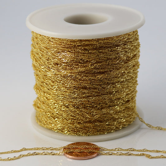 32 feet spool of Gold Plated SOLDERED TWIST Twisted Rope Curb Chain - 1.8mm width Solder link - with Free Jumpring (50pcs)