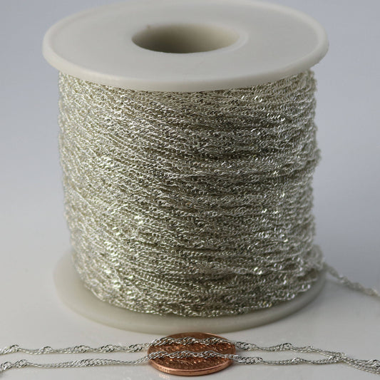 32 ft spool Sterling Silver Plated SOLDERED TWIST Twisted Rope Curb Chain - 1.8mm width Solder link - with Free Jumpring (50pcs)