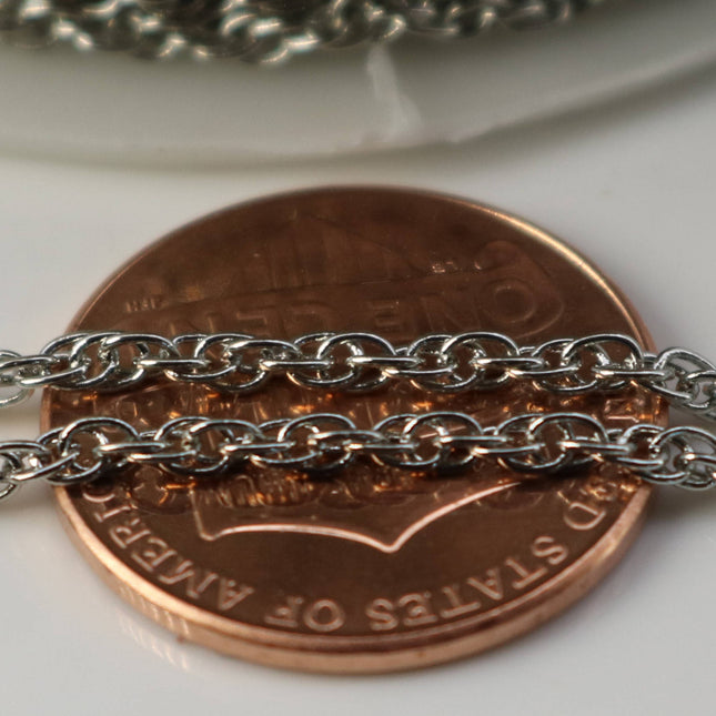 NEWnew 32 feet spool of Rhodium Plated SOLDERED ROPE Twisted Curb Chain - 2.0mm width Solder link - with Free Matching Jumpring (50pcs)