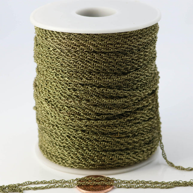 NEWnew 32 feet spool of Antique Brass Plated SOLDERED ROPE Twisted Curb Chain - 2.0mm width Solder link -with Free Matching Jumpring (50pcs)