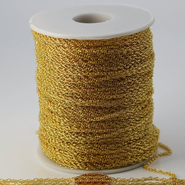 NEWnew 32 feet spool of Gold Plated SOLDERED ROPE Twisted Curb Chain - 2.0mm width Solder link -with Free Matching Jumpring(50pcs)