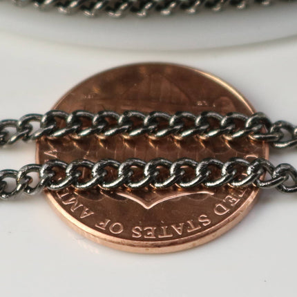 32 feet of Gunmetal Plated SOLDERED FACET sturdy Chunky Curb Chain - 2.7mm width Solder link - with Free Jumpring (50pcs) - 2.7F