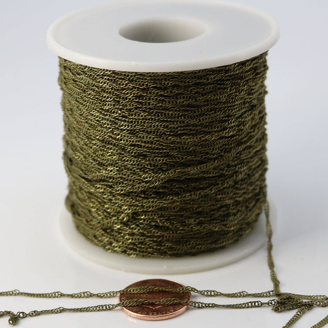 NEWnew 10 ft spool of Antique Brass Plated SOLDERED TWIST Twisted Rope Curb Chain - 1.8mm width Solder link - with Free Jumpring (10pcs)
