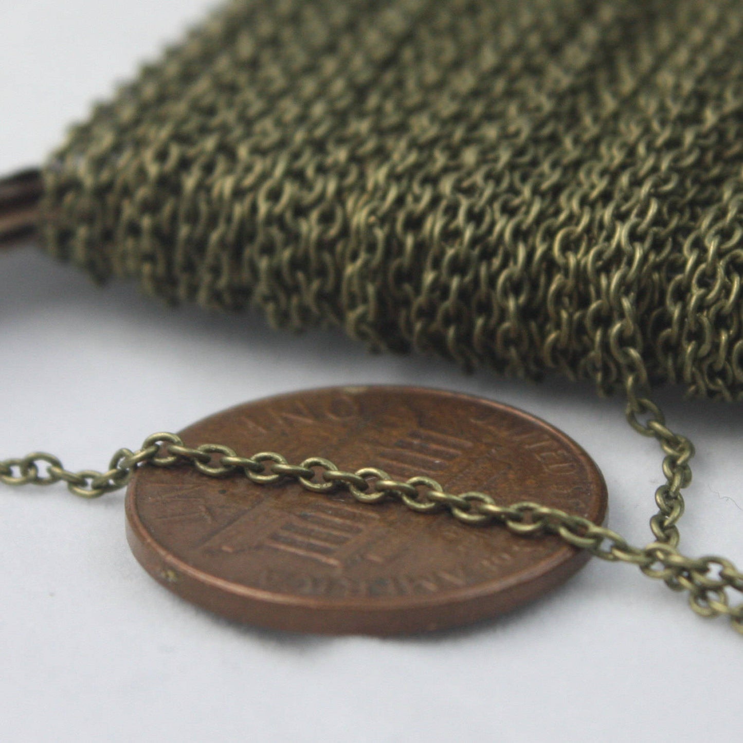 32 feet of Antique Brass Chain Bulk Tiny Round SOLDERED Cable Chain 1.6x1.4mm - Free Jump Rings 50pcs - 1614S