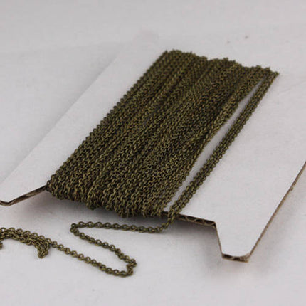 32 feet of Antique Brass Chain Bulk Tiny Round SOLDERED Cable Chain 1.6x1.4mm - Free Jump Rings 50pcs - 1614S