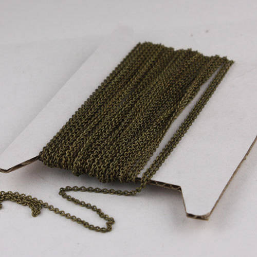 32 feet of Antique Brass Chain Bulk Tiny Round SOLDERED Cable Chain 1.6x1.4mm - Free Jump Rings 50pcs - 1614S