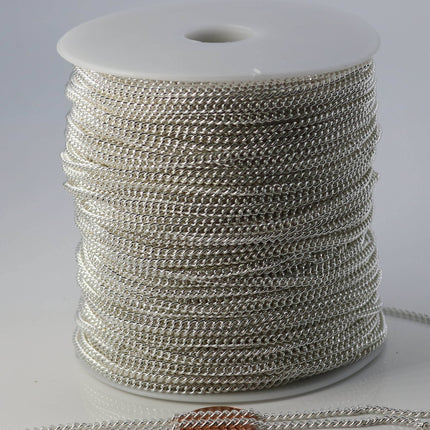 100 ft Sterling Silver Plated SOLDERED FACET sturdy Chunky Curb Chain - 2.7mm width Solder link  2.7F