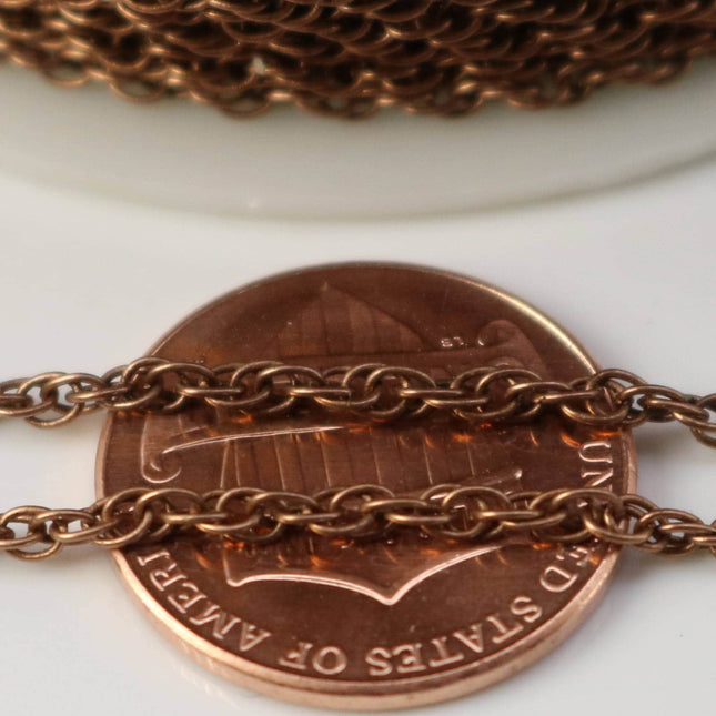 NEWnew 10 feet spool of Antique Copper Plated SOLDERED ROPE Twisted Curb Chain - 2.0mm width Solder link -with Free Matching Jumpring(10pcs)