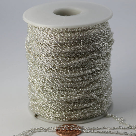 NEWnew 10 ft spool of Sterling Silver Plated SOLDERED ROPE Twisted Curb Chain - 2.0mm width Solder link -with Free Matching Jumpring(10 pcs)