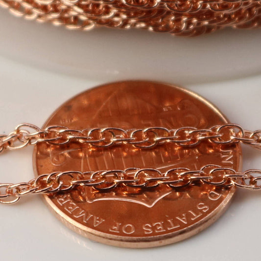 NEWnew 10 ft of Copper (Bright Copper) Plated SOLDERED ROPE Twisted Curb Chain - 2.0mm width Solder link -with Free Matching Jumpring(10pcs)