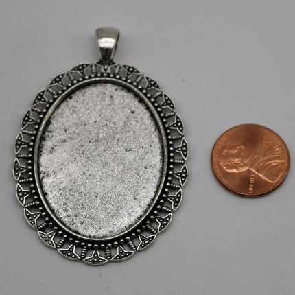 10 pcs - 30x40mm OVAL Cabochon BEZELS - Antique Silver - for 30x40mm Cabochon