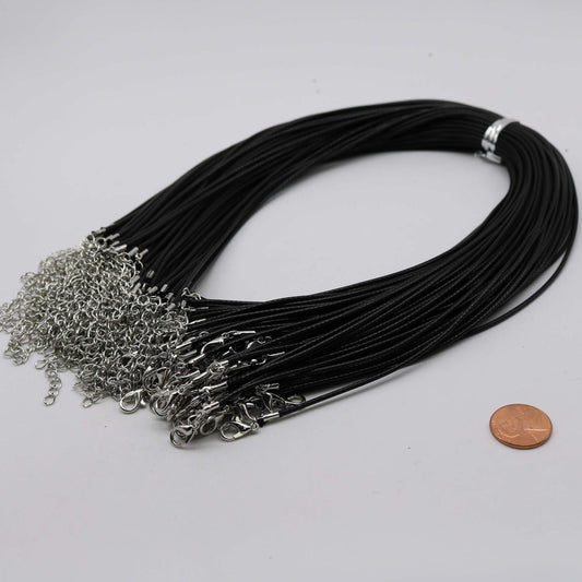 NEW 100 pcs 2.0mm 18-20 inch adjustable black compressed cotton quality necklace cord