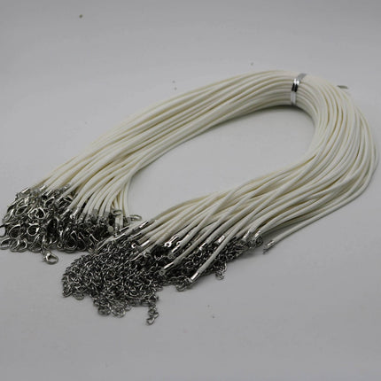 NEW 100 pcs 2.0mm 18-20 inch Adjustable compressed cotton quality necklace cord - White