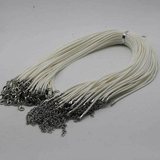 NEW 100 pcs 2.0mm 18-20 inch Adjustable compressed cotton quality necklace cord - White