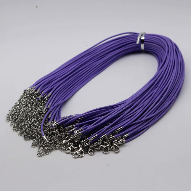 NEW 100 pcs 2.0mm 18-20 inch Adjustable compressed cotton quality necklace cord - Purple