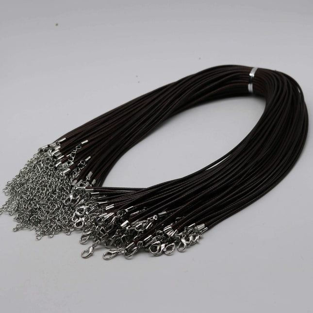 1/5/10/25/50/100pcs 1.5mm/2.0mm 18-20 inch adjustable compressed cotton quality necklace cord - Dark Brown / Coffee