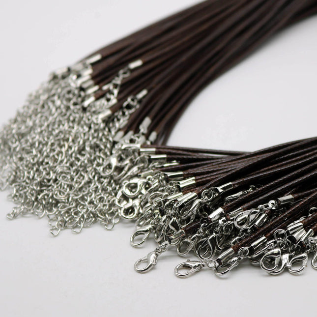 1/5/10/25/50/100pcs 1.5mm/2.0mm 18-20 inch adjustable compressed cotton quality necklace cord - Dark Brown / Coffee
