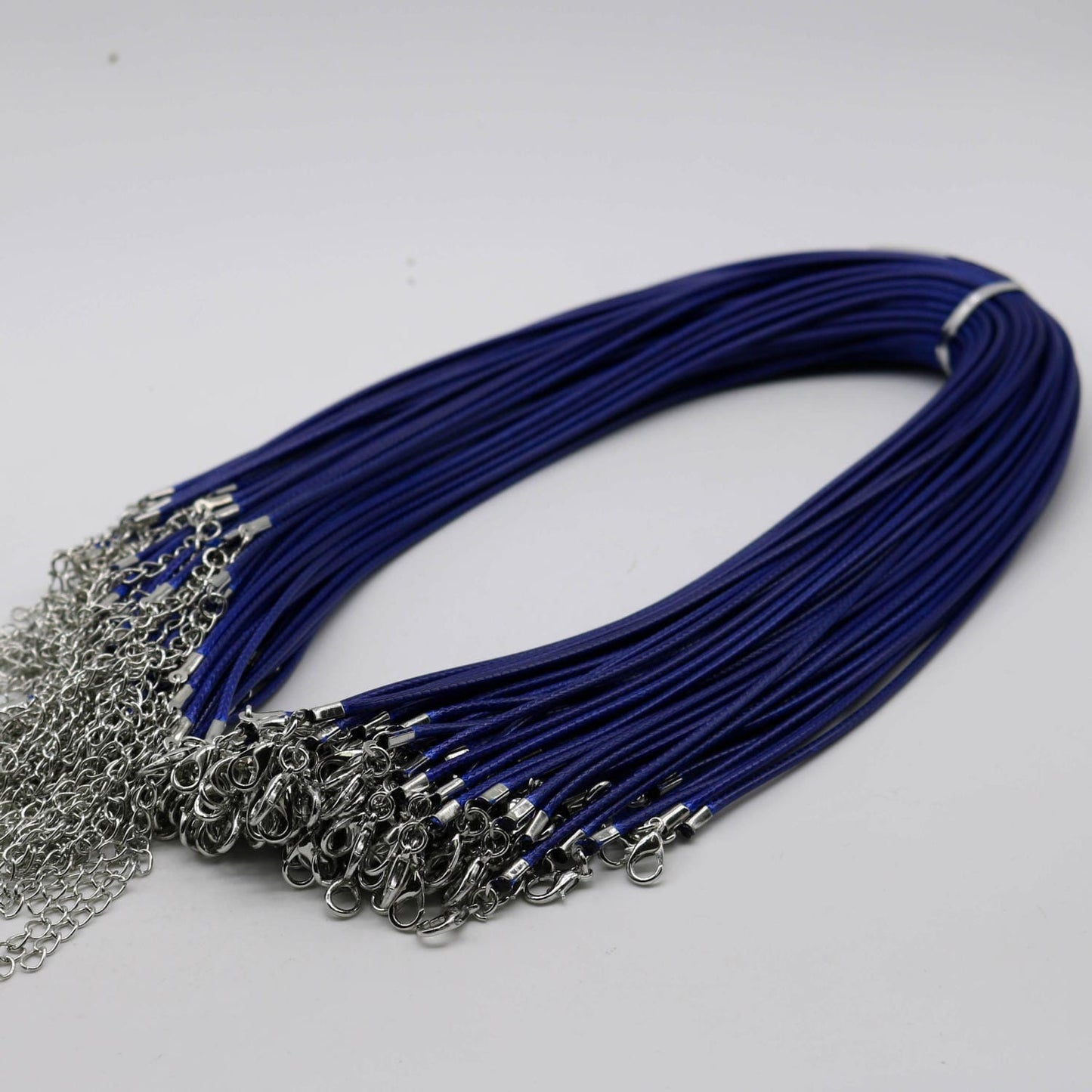 NEW 100 pcs 2.0mm 18-20 inch Adjustable compressed cotton quality necklace cord - Dark Blue