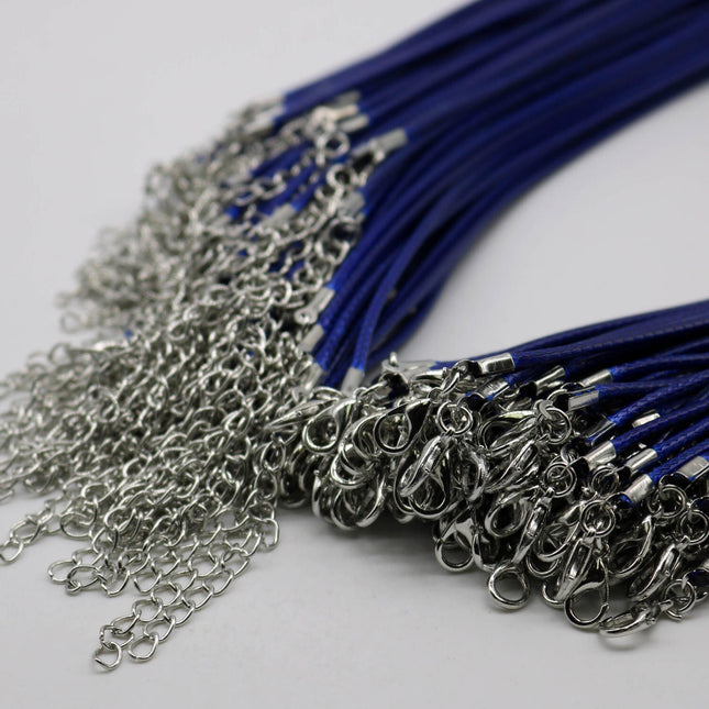 1/5/10/25/50/100pcs 2.0mm 18-20 inch adjustable compressed cotton quality necklace cord - Dark Blue