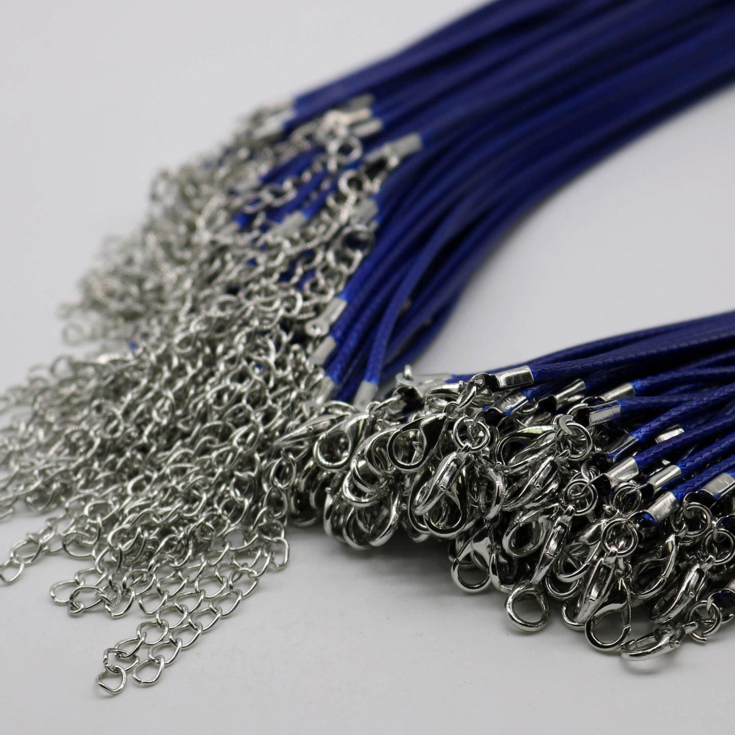 NEW 100 pcs 2.0mm 18-20 inch Adjustable compressed cotton quality necklace cord - Dark Blue