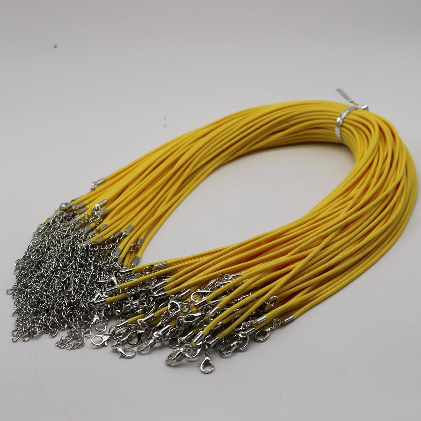 1/5/10/25/50/100pcs 1.5mm/2.0mm 18-20 inch adjustable compressed cotton quality necklace cord - Yellow