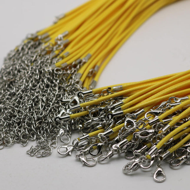 100 pcs 2.0mm 18-20 inch Adjustable compressed cotton quality necklace cord - Yellow