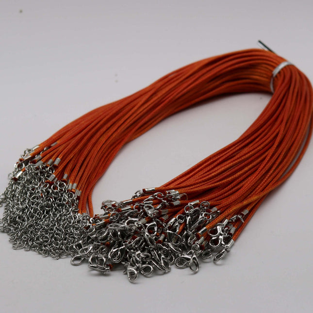 1/5/10/25/50/100pcs 1.5mm/2.0mm 18-20 inch adjustable compressed cotton quality necklace cord - Orange