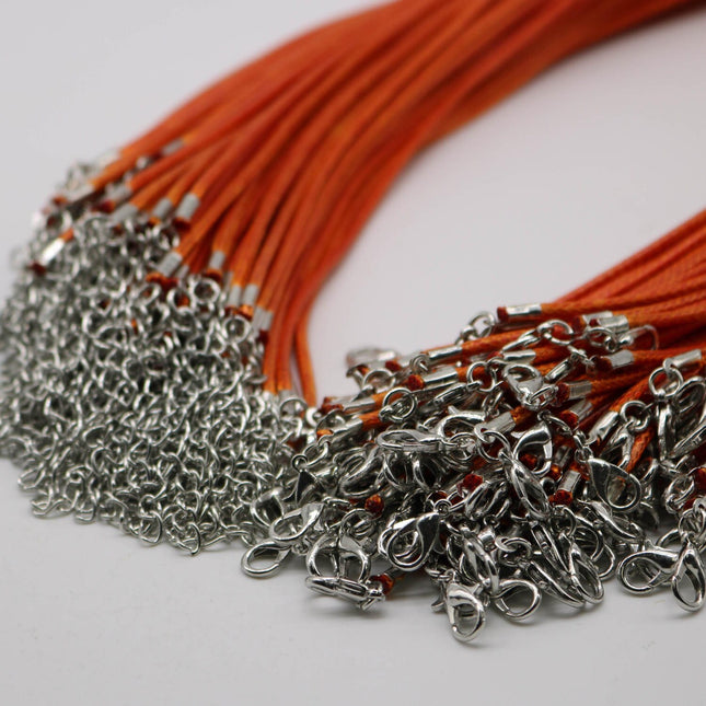 1/5/10/25/50/100pcs 1.5mm/2.0mm 18-20 inch adjustable compressed cotton quality necklace cord - Orange