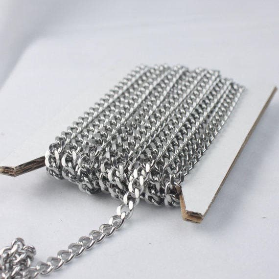 5 ft of Surgical Stainless Steel Miami Cuban Curb Sturdy BIG Curb chain - 4.5mm width 16G Wire - ST45MCU